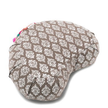 Halbmondkissen Yoga Herz Raja 14cm, graubraun 