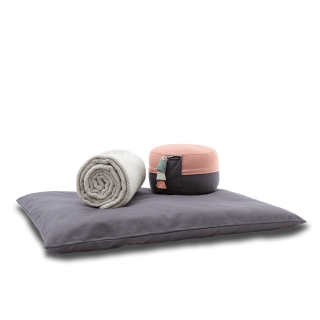 Meditationsset Bio Yin-Yang Baumwolle, mit Decke, anthrazit 