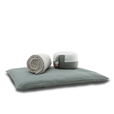 Meditationsset Bio Yin-Yang Baumwolle, mit Decke, grün 