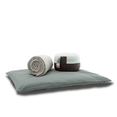 Meditationsset Bio Yin-Yang Baumwolle, mit Decke, grün 