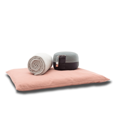 Meditationsset Bio Yin-Yang Baumwolle, mit Decke, rose 
