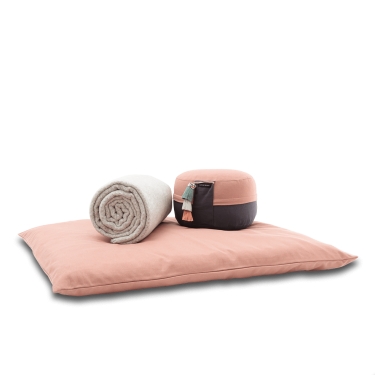 Meditationsset Bio Yin-Yang Schurwolle, mit Decke, rose 
