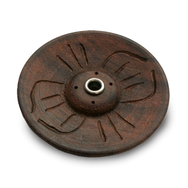 Incense holder - wood - small decorated 