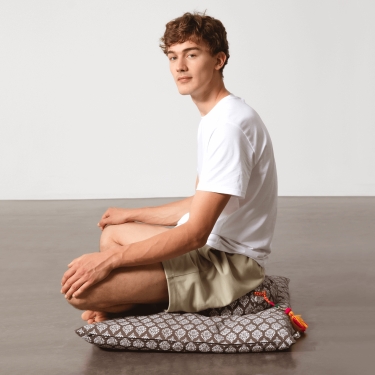 Meditationsmatte Zabuton Raja, 70x90cm, Baumwolle, graubraun 