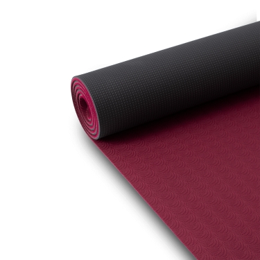 Yoga mat TPE 6mm, 183x60cm, dark red/anthracite 