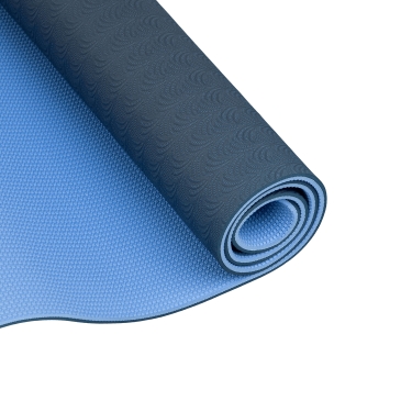 Yogamatte TPE 6mm, 183x60cm, marineblau/hellblau 