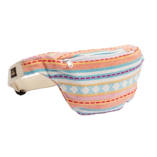 Bauchtasche Ethno, apricot-hellblau 