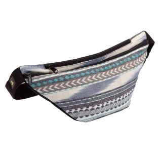 Bauchtasche Ethno, schwarz-weiß-blau 