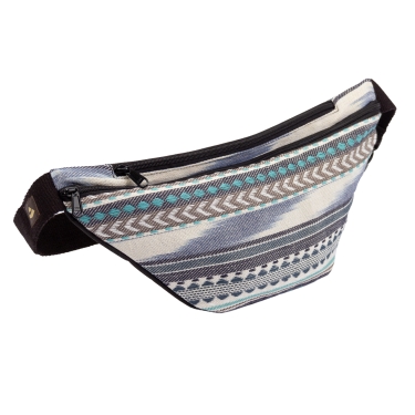 Bauchtasche Ethno, schwarz-weiß-blau 