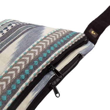 Bauchtasche Ethno, schwarz-weiß-blau 