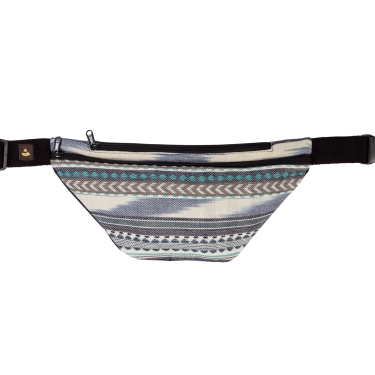 Bauchtasche Ethno, schwarz-weiß-blau 