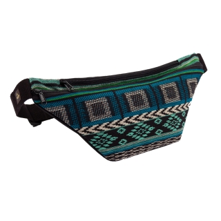 Bauchtasche Ethno, schwarz-weiß-grün 