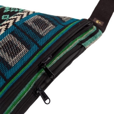 Bauchtasche Ethno, schwarz-weiß-grün 