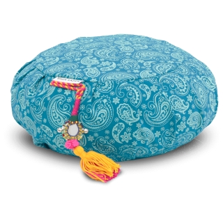 Meditation Cushion Zafu PAISLEY 15cm, turquoise 